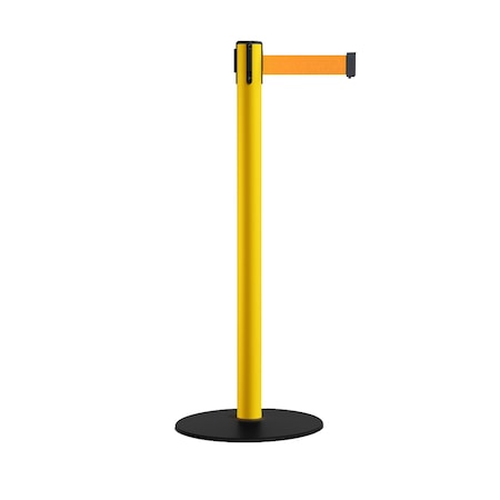 Montour Line Stanchion Belt Barrier Yellow Post Low Base 13ft. Fl. Orange Belt S400-YW-FOR-130
